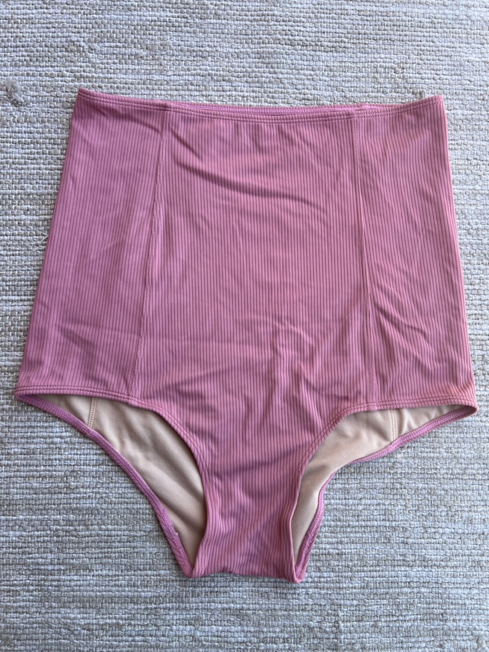 Kortni Jeane Ribbed Soft Blush Dusty Rose High-Waisted Bottoms size S